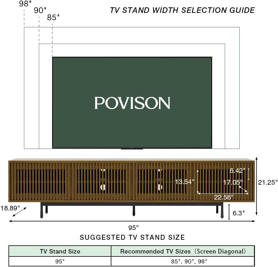 Contemporary TV Console With Slatted Doors Storage