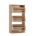 NNEED Shoe Cabinet 3 Compartment with Rows Rattan Doors