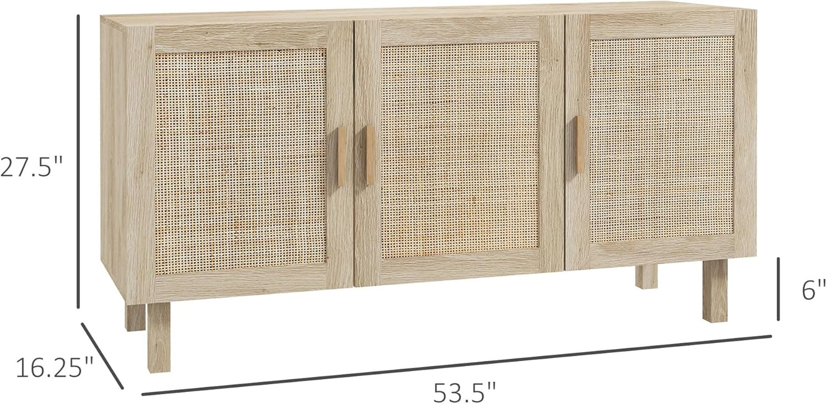 Sideboard Cabinet With Rattan Doors And Adjustable Shelves