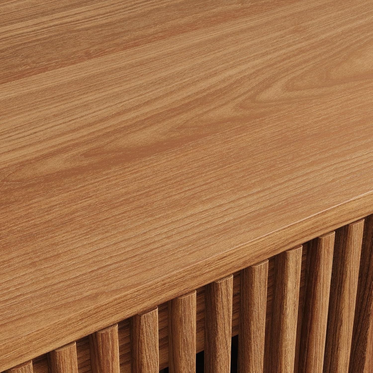 Contemporary TV Console With Slatted Doors Storage