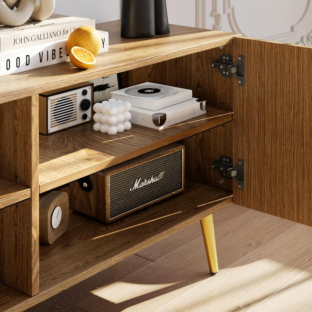 Eighty Six Inch TV Stand With Fluted Doors Entertainment Center